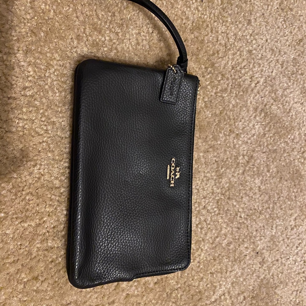 Black double zip Coach Wallet Wristlet